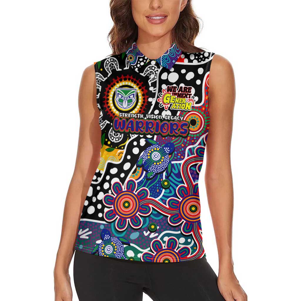 Personalised New Zealand Warriors NRL Celebrating 50 Years of Naidoc Women Sleeveless Polo Shirt NAIDOC Week 2025 Aboriginal