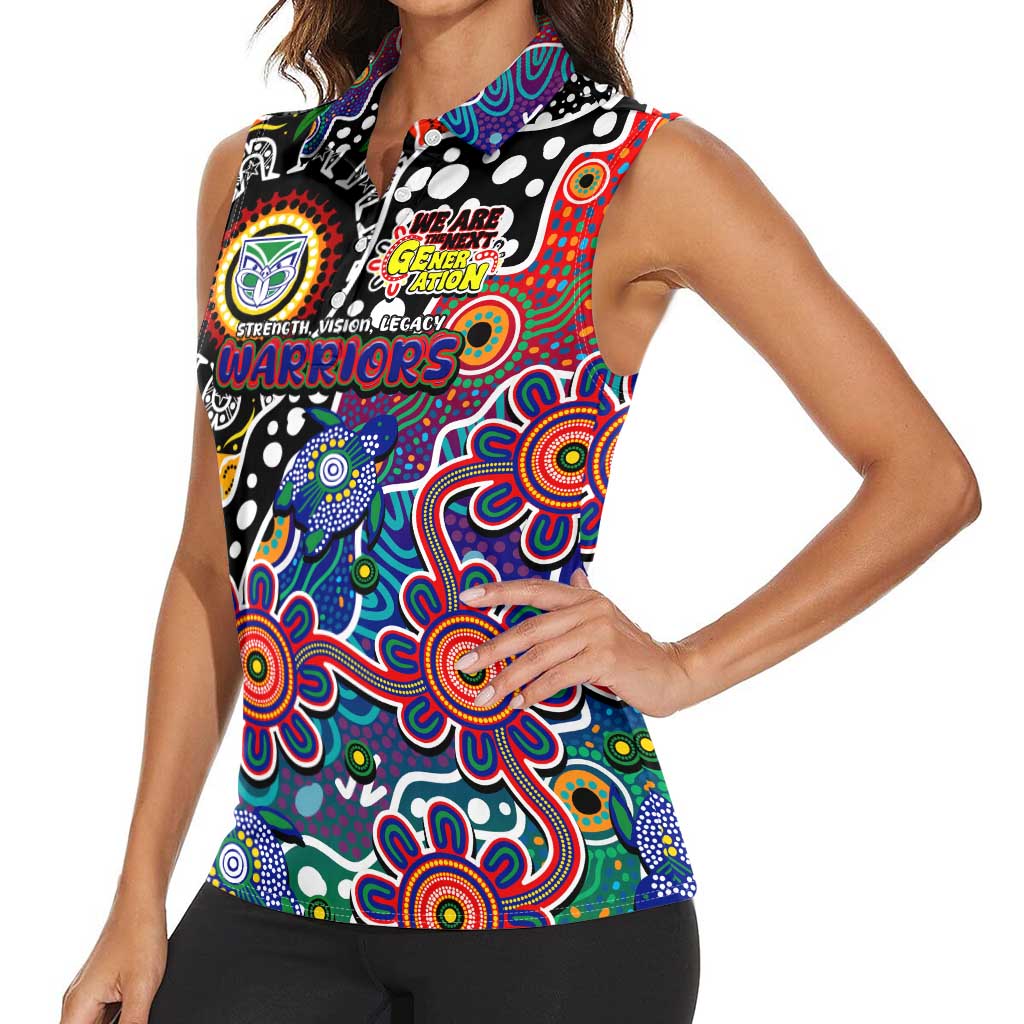 Personalised New Zealand Warriors NRL Celebrating 50 Years of Naidoc Women Sleeveless Polo Shirt NAIDOC Week 2025 Aboriginal