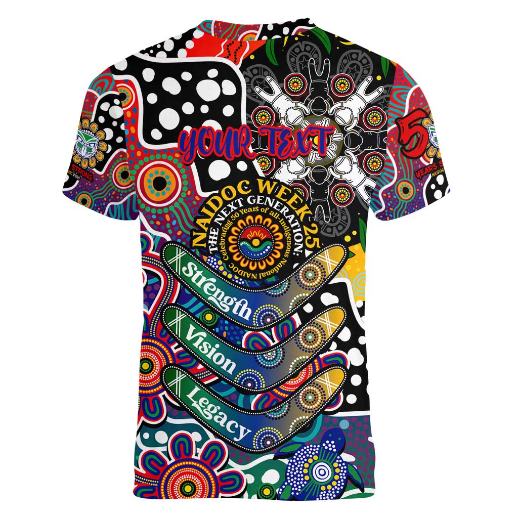 Personalised New Zealand Warriors NRL Celebrating 50 Years of Naidoc Women V-Neck T-Shirt NAIDOC Week 2025 Aboriginal