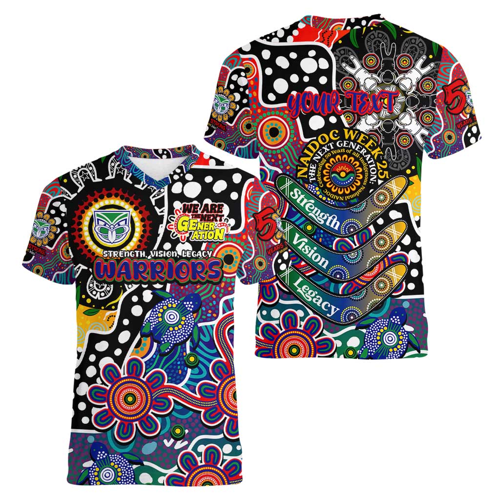 Personalised New Zealand Warriors NRL Celebrating 50 Years of Naidoc Women V-Neck T-Shirt NAIDOC Week 2025 Aboriginal