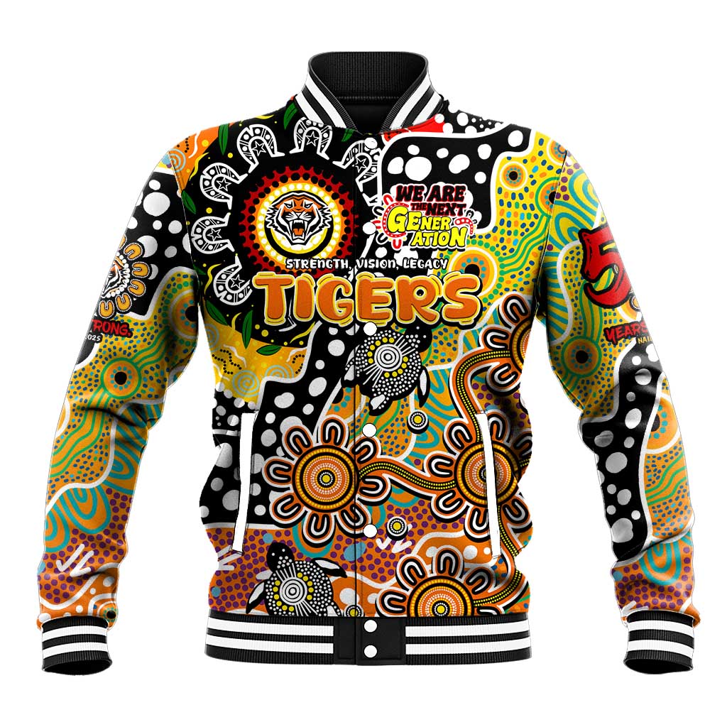 Personalised Tigers NRL Celebrating 50 Years of Naidoc Baseball Jacket NAIDOC Week 2025 Aboriginal
