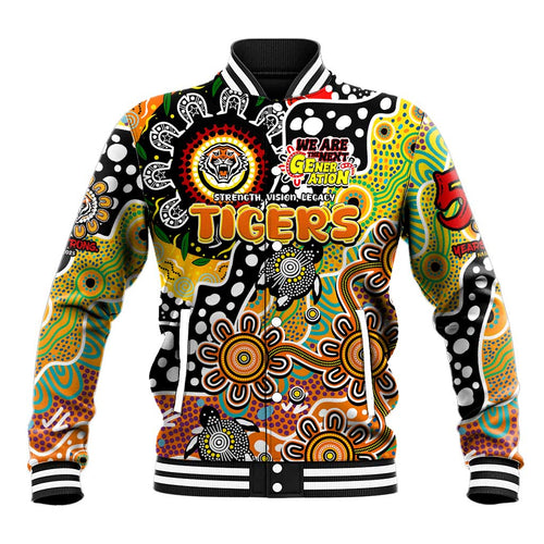 Personalised Tigers NRL Celebrating 50 Years of Naidoc Baseball Jacket NAIDOC Week 2025 Aboriginal