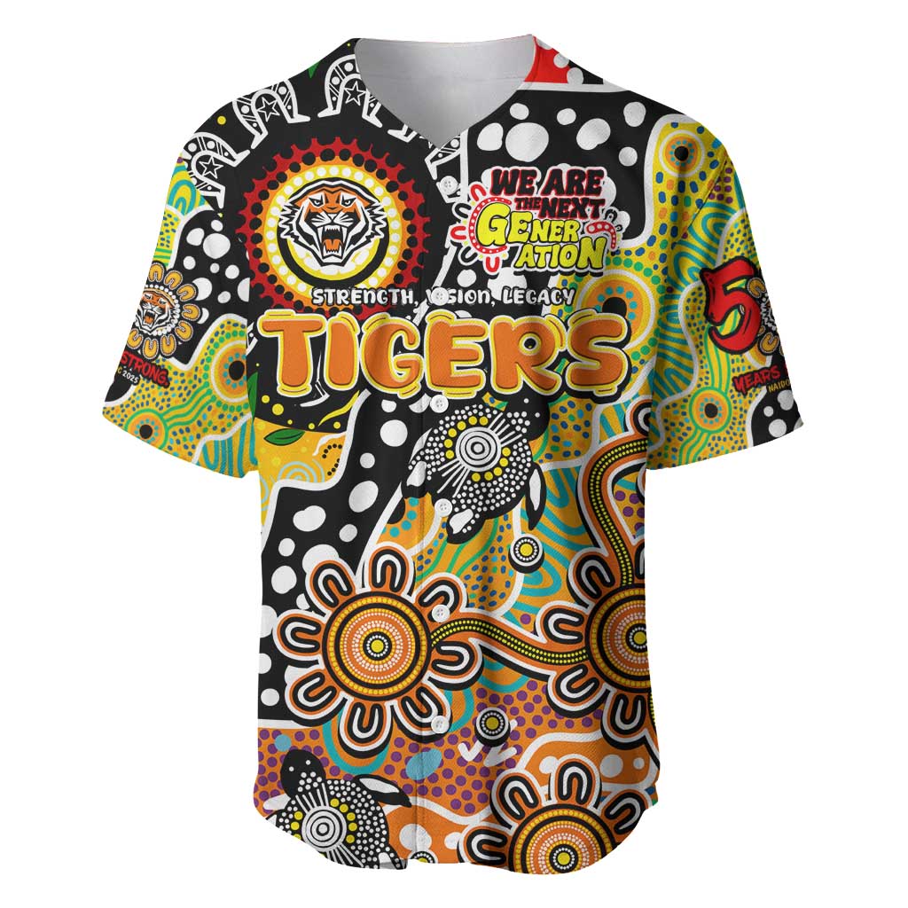 Personalised Tigers NRL Celebrating 50 Years of Naidoc Baseball Jersey NAIDOC Week 2025 Aboriginal