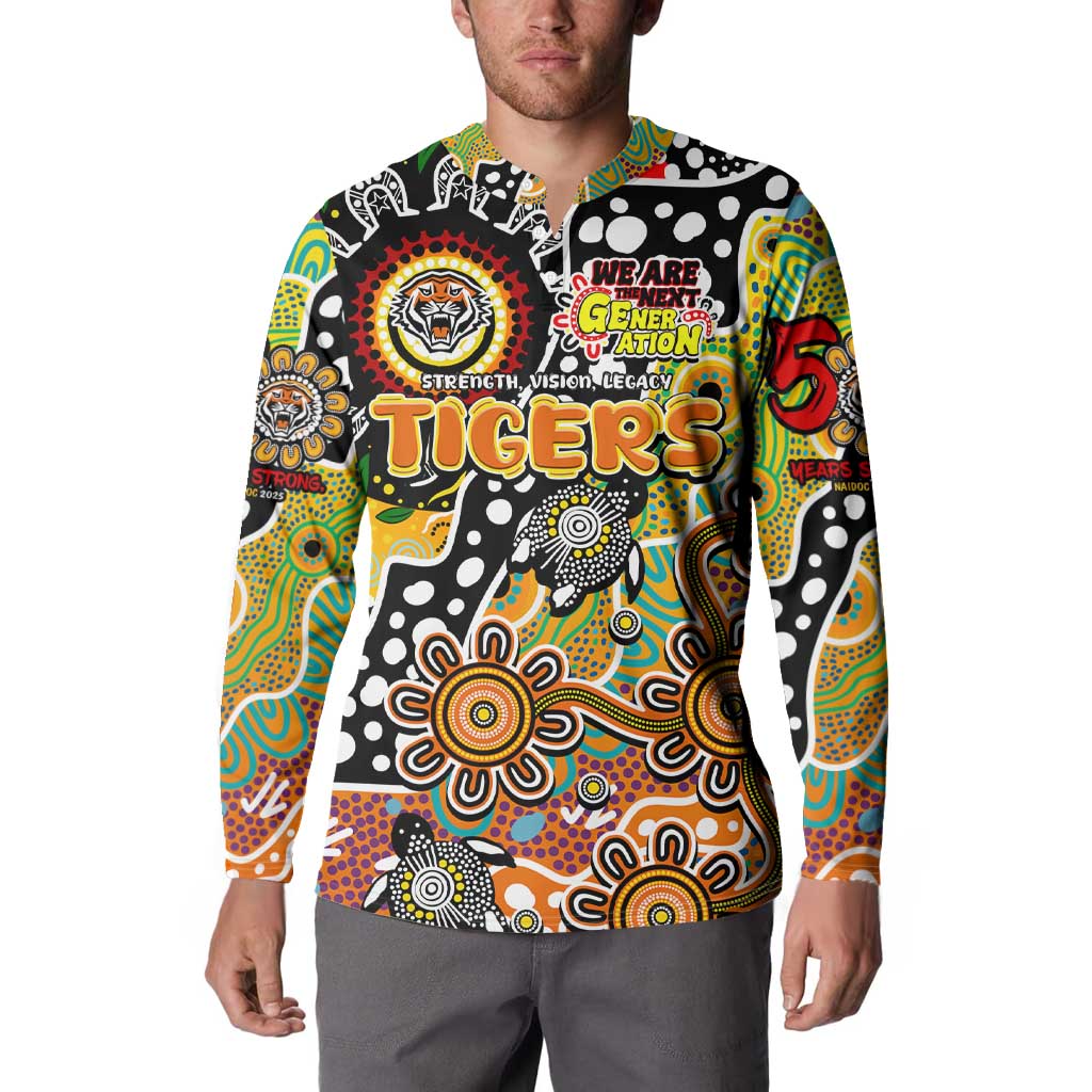 Personalised Tigers NRL Celebrating 50 Years of Naidoc Button Sweatshirt NAIDOC Week 2025 Aboriginal