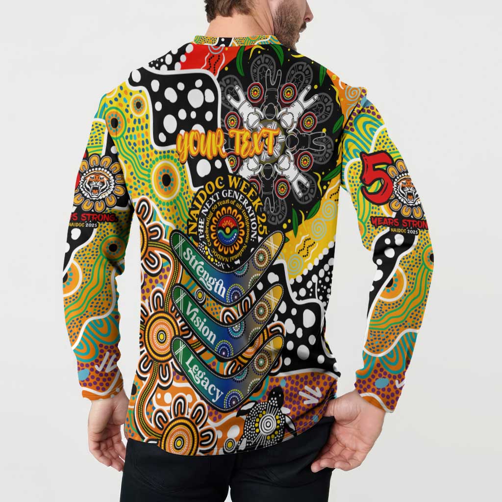Personalised Tigers NRL Celebrating 50 Years of Naidoc Button Sweatshirt NAIDOC Week 2025 Aboriginal