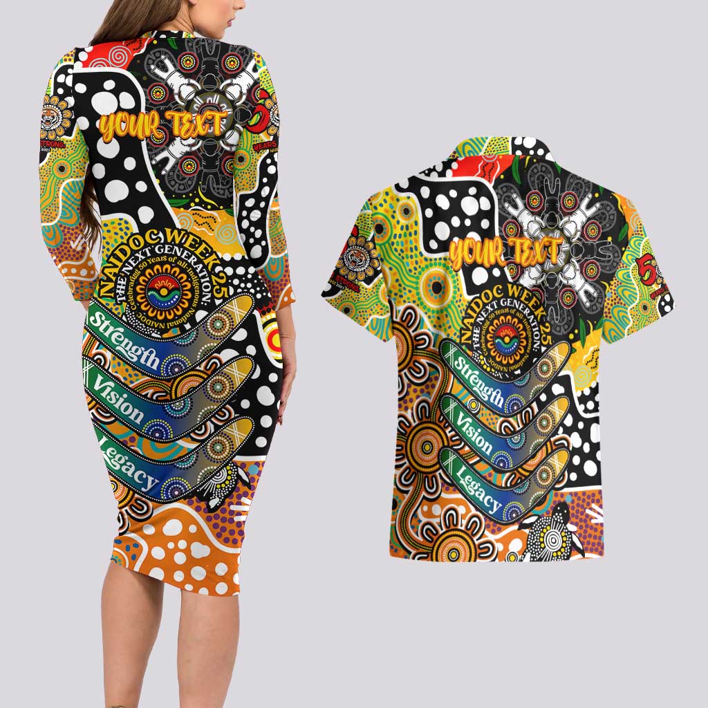 Personalised Tigers NRL Celebrating 50 Years of Naidoc Couples Matching Long Sleeve Bodycon Dress and Hawaiian Shirt NAIDOC Week 2025 Aboriginal