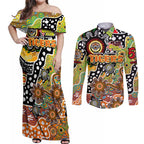 Personalised Tigers NRL Celebrating 50 Years of Naidoc Couples Matching Off Shoulder Maxi Dress and Long Sleeve Button Shirt NAIDOC Week 2025 Aboriginal