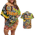 Personalised Tigers NRL Celebrating 50 Years of Naidoc Couples Matching Off Shoulder Short Dress and Hawaiian Shirt NAIDOC Week 2025 Aboriginal
