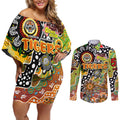 Personalised Tigers NRL Celebrating 50 Years of Naidoc Couples Matching Off Shoulder Short Dress and Long Sleeve Button Shirt NAIDOC Week 2025 Aboriginal