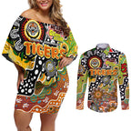 Personalised Tigers NRL Celebrating 50 Years of Naidoc Couples Matching Off Shoulder Short Dress and Long Sleeve Button Shirt NAIDOC Week 2025 Aboriginal