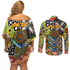 Personalised Tigers NRL Celebrating 50 Years of Naidoc Couples Matching Off Shoulder Short Dress and Long Sleeve Button Shirt NAIDOC Week 2025 Aboriginal