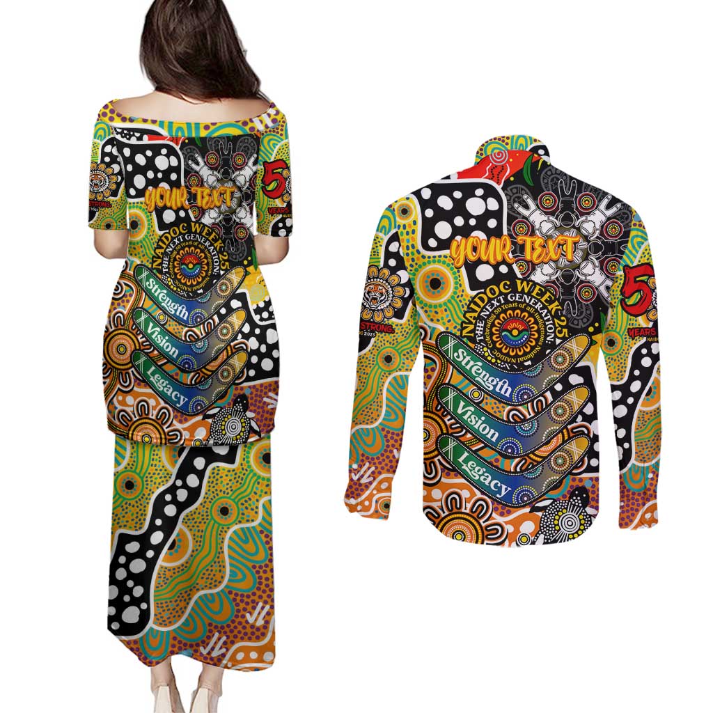 Personalised Tigers NRL Celebrating 50 Years of Naidoc Couples Matching Puletasi and Long Sleeve Button Shirt NAIDOC Week 2025 Aboriginal