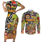 Personalised Tigers NRL Celebrating 50 Years of Naidoc Couples Matching Short Sleeve Bodycon Dress and Long Sleeve Button Shirt NAIDOC Week 2025 Aboriginal
