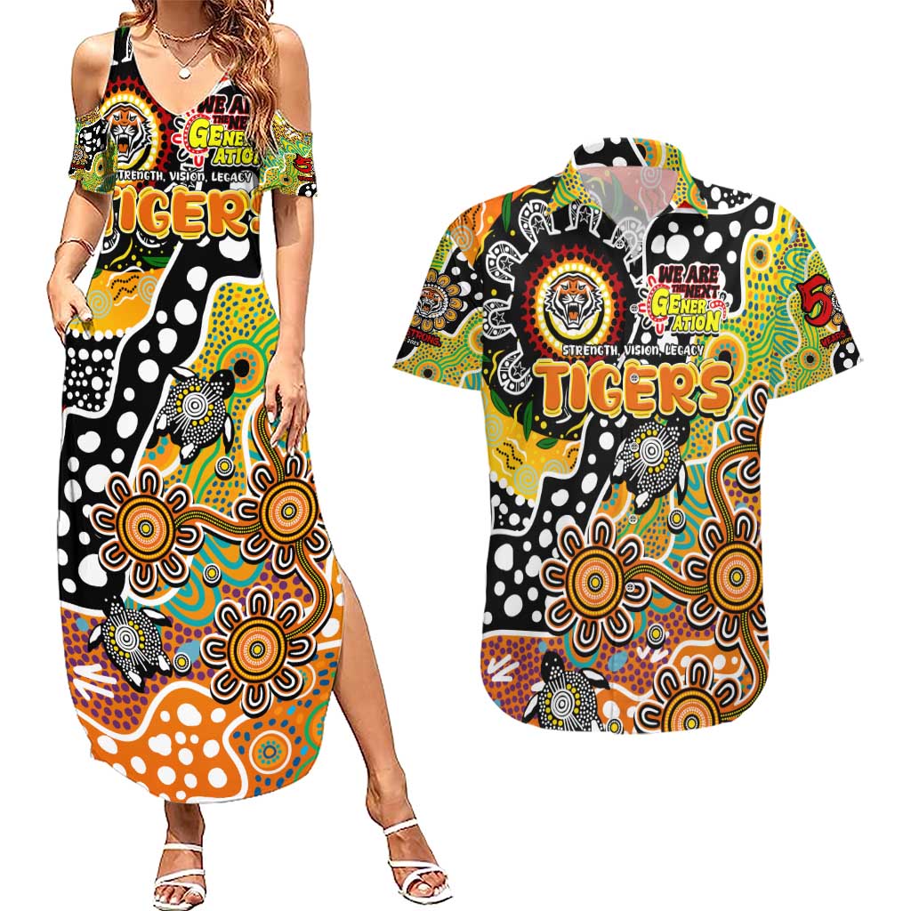 Personalised Tigers NRL Celebrating 50 Years of Naidoc Couples Matching Summer Maxi Dress and Hawaiian Shirt NAIDOC Week 2025 Aboriginal