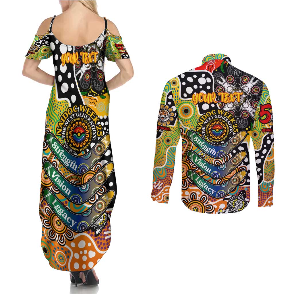 Personalised Tigers NRL Celebrating 50 Years of Naidoc Couples Matching Summer Maxi Dress and Long Sleeve Button Shirt NAIDOC Week 2025 Aboriginal