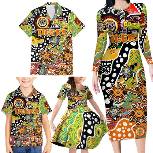 Personalised Tigers NRL Celebrating 50 Years of Naidoc Family Matching Long Sleeve Bodycon Dress and Hawaiian Shirt NAIDOC Week 2025 Aboriginal