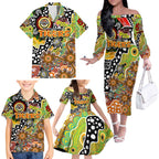 Personalised Tigers NRL Celebrating 50 Years of Naidoc Family Matching Off The Shoulder Long Sleeve Dress and Hawaiian Shirt NAIDOC Week 2025 Aboriginal
