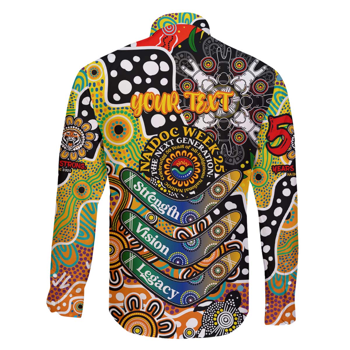 Personalised Tigers NRL Celebrating 50 Years of Naidoc Family Matching Off The Shoulder Long Sleeve Dress and Hawaiian Shirt NAIDOC Week 2025 Aboriginal