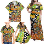 Personalised Tigers NRL Celebrating 50 Years of Naidoc Family Matching Off Shoulder Maxi Dress and Hawaiian Shirt NAIDOC Week 2025 Aboriginal