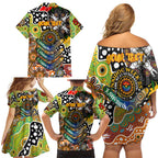 Personalised Tigers NRL Celebrating 50 Years of Naidoc Family Matching Off Shoulder Short Dress and Hawaiian Shirt NAIDOC Week 2025 Aboriginal