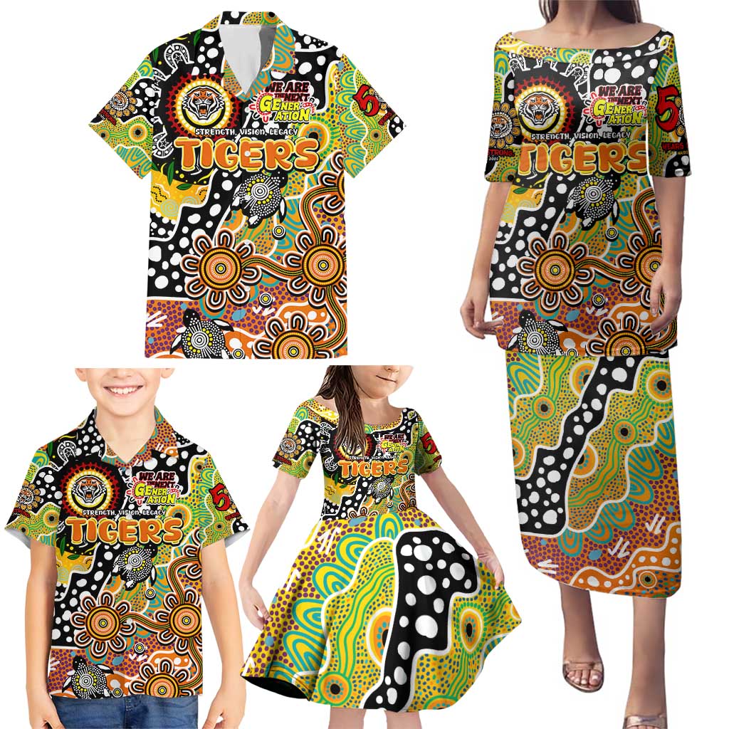 Personalised Tigers NRL Celebrating 50 Years of Naidoc Family Matching Puletasi and Hawaiian Shirt NAIDOC Week 2025 Aboriginal