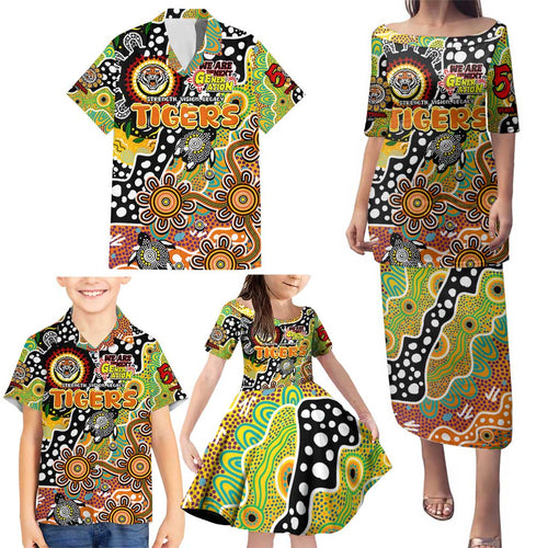 Personalised Tigers NRL Celebrating 50 Years of Naidoc Family Matching Puletasi and Hawaiian Shirt NAIDOC Week 2025 Aboriginal
