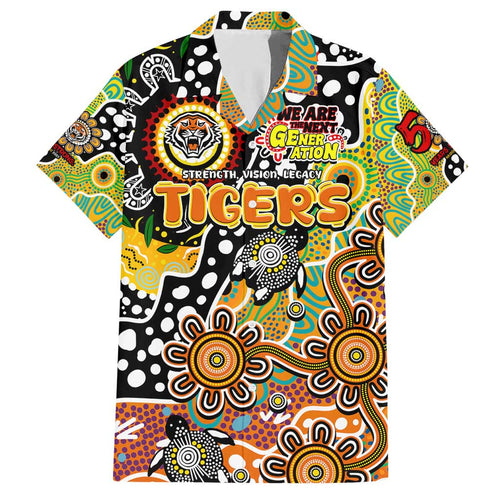 Personalised Tigers NRL Celebrating 50 Years of Naidoc Family Matching Short Sleeve Bodycon Dress and Hawaiian Shirt NAIDOC Week 2025 Aboriginal