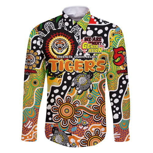 Personalised Tigers NRL Celebrating 50 Years of Naidoc Family Matching Short Sleeve Bodycon Dress and Hawaiian Shirt NAIDOC Week 2025 Aboriginal