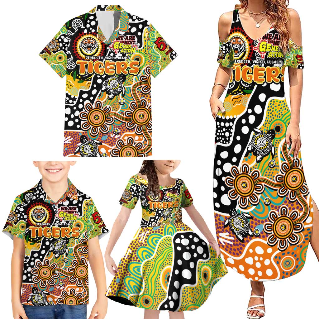 Personalised Tigers NRL Celebrating 50 Years of Naidoc Family Matching Summer Maxi Dress and Hawaiian Shirt NAIDOC Week 2025 Aboriginal
