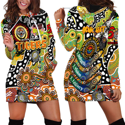 Personalised Tigers NRL Celebrating 50 Years of Naidoc Hoodie Dress NAIDOC Week 2025 Aboriginal