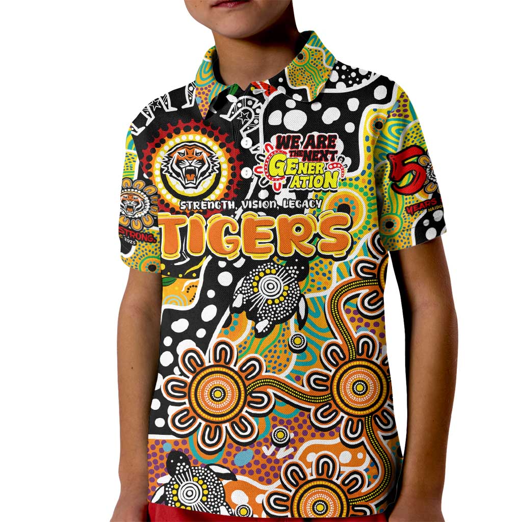 Personalised Tigers NRL Celebrating 50 Years of Naidoc Kid Polo Shirt NAIDOC Week 2025 Aboriginal