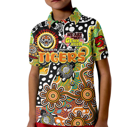 Personalised Tigers NRL Celebrating 50 Years of Naidoc Kid Polo Shirt NAIDOC Week 2025 Aboriginal