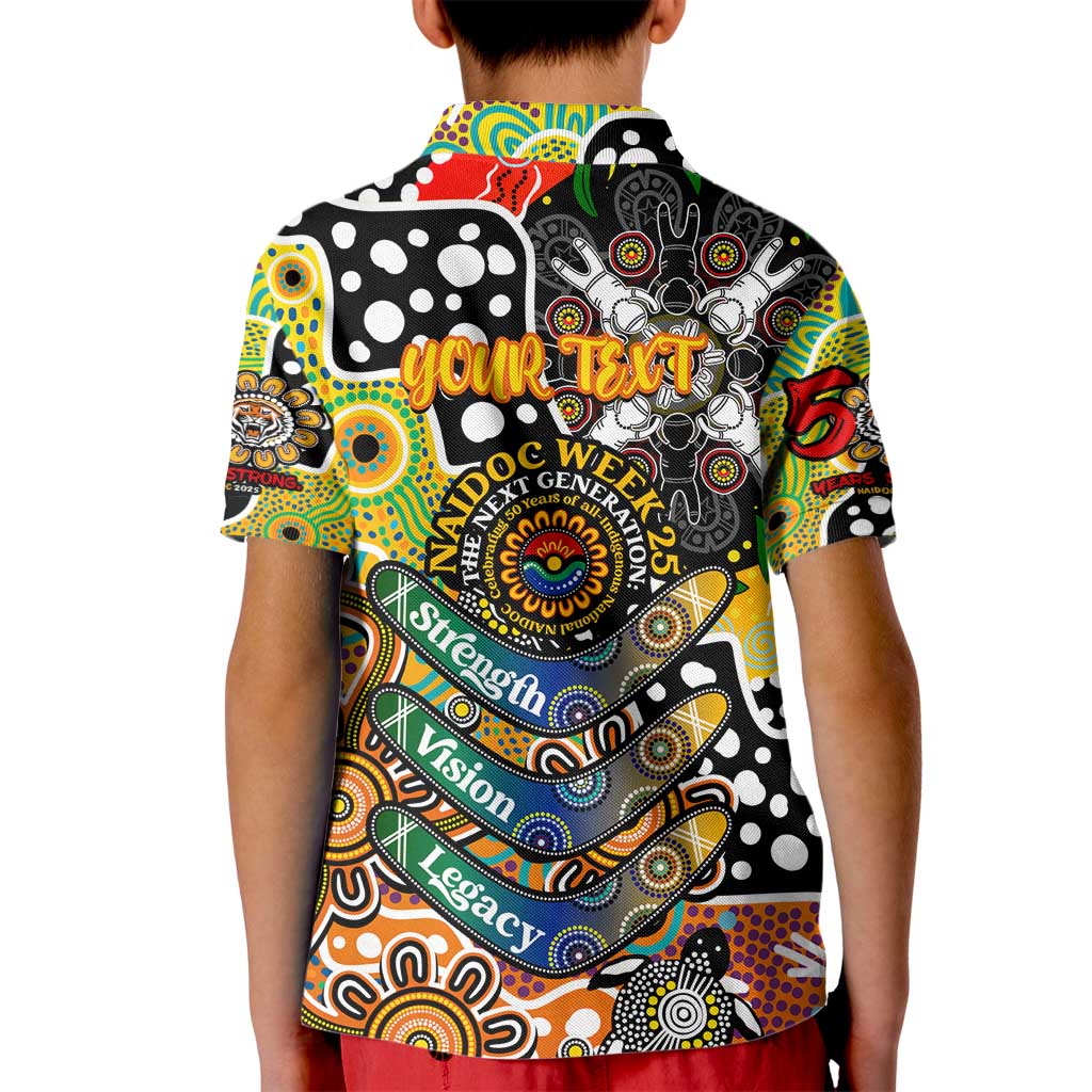 Personalised Tigers NRL Celebrating 50 Years of Naidoc Kid Polo Shirt NAIDOC Week 2025 Aboriginal