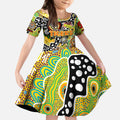 Personalised Tigers NRL Celebrating 50 Years of Naidoc Kid Short Sleeve Dress NAIDOC Week 2025 Aboriginal