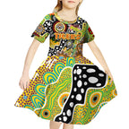 Personalised Tigers NRL Celebrating 50 Years of Naidoc Kid Short Sleeve Dress NAIDOC Week 2025 Aboriginal