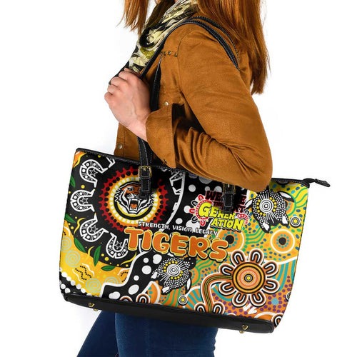 Tigers NRL Celebrating 50 Years of Naidoc Leather Tote Bag NAIDOC Week 2025 Aboriginal