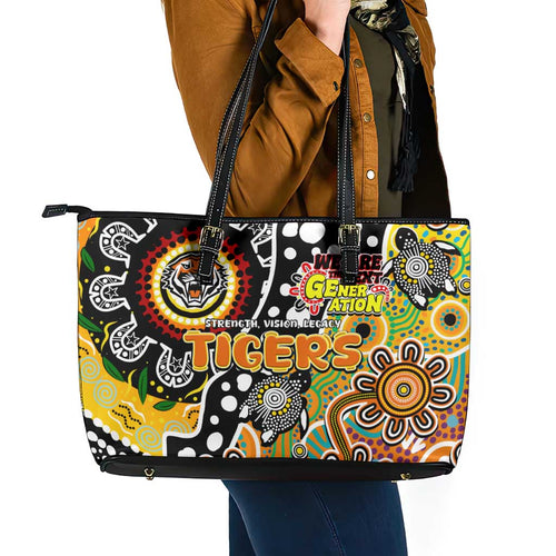 Tigers NRL Celebrating 50 Years of Naidoc Leather Tote Bag NAIDOC Week 2025 Aboriginal