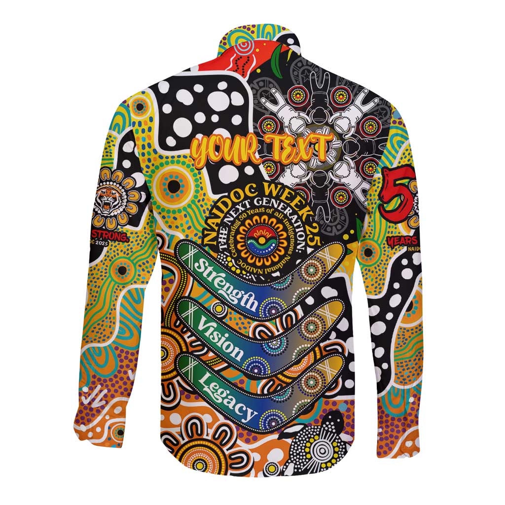 Personalised Tigers NRL Celebrating 50 Years of Naidoc Long Sleeve Button Shirt NAIDOC Week 2025 Aboriginal