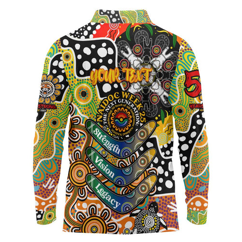 Personalised Tigers NRL Celebrating 50 Years of Naidoc Long Sleeve Polo Shirt NAIDOC Week 2025 Aboriginal