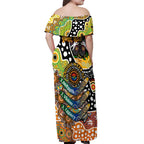 Personalised Tigers NRL Celebrating 50 Years of Naidoc Off Shoulder Maxi Dress NAIDOC Week 2025 Aboriginal