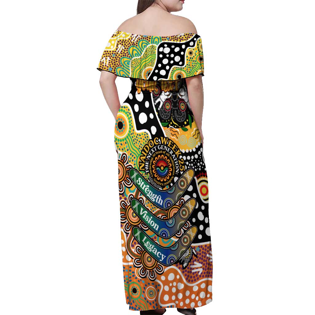 Personalised Tigers NRL Celebrating 50 Years of Naidoc Off Shoulder Maxi Dress NAIDOC Week 2025 Aboriginal