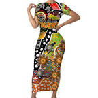 Personalised Tigers NRL Celebrating 50 Years of Naidoc Short Sleeve Bodycon Dress NAIDOC Week 2025 Aboriginal