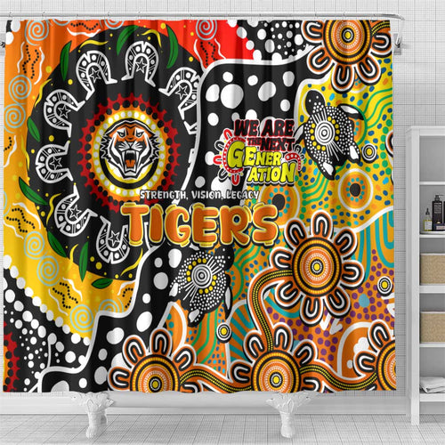 Tigers NRL Celebrating 50 Years of Naidoc Shower Curtain NAIDOC Week 2025 Aboriginal