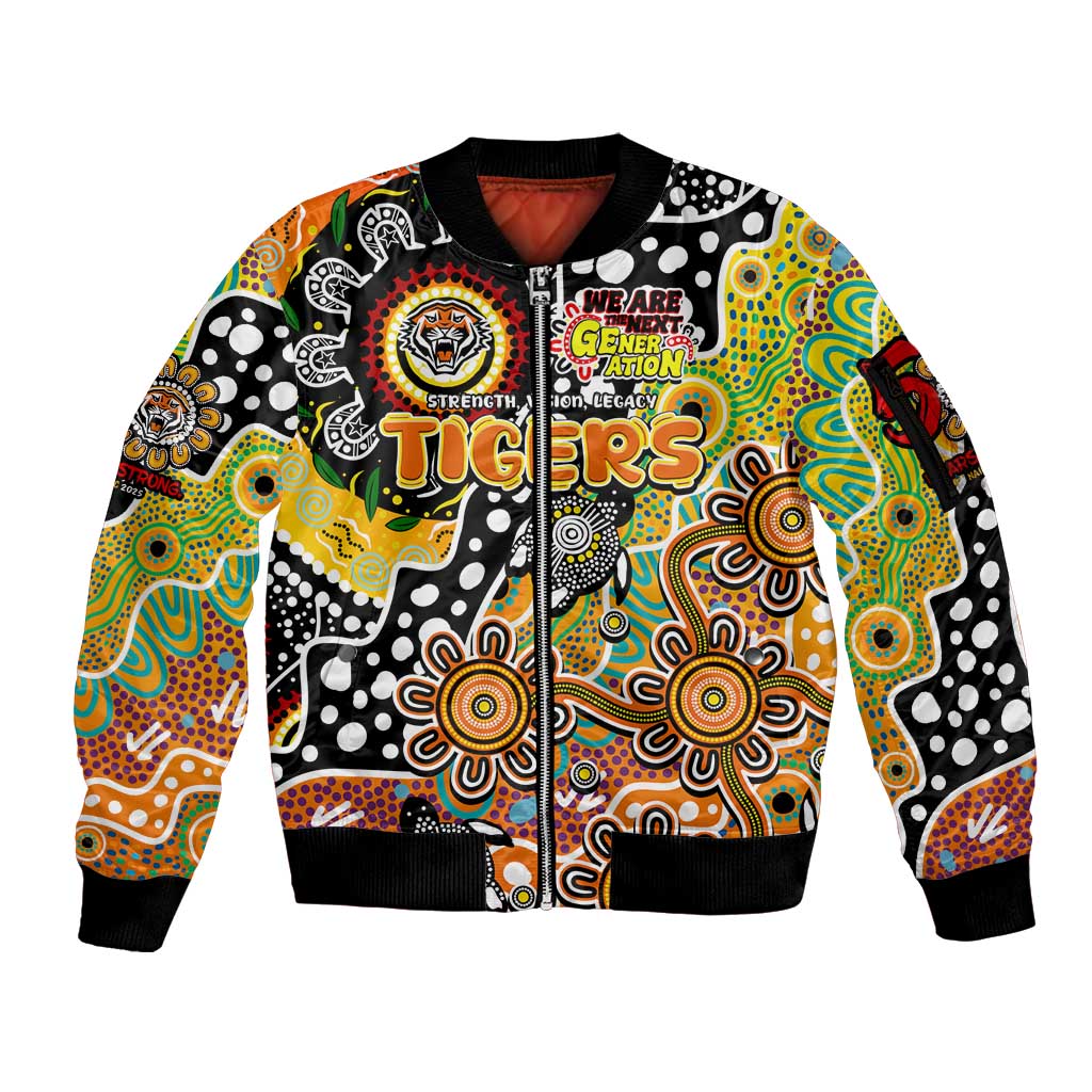 Personalised Tigers NRL Celebrating 50 Years of Naidoc Sleeve Zip Bomber Jacket NAIDOC Week 2025 Aboriginal