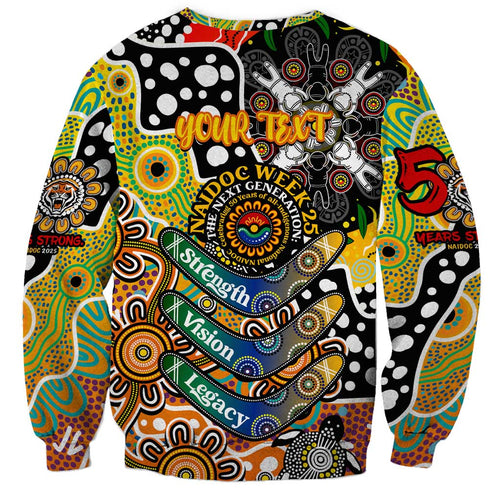 Personalised Tigers NRL Celebrating 50 Years of Naidoc Sweatshirt NAIDOC Week 2025 Aboriginal