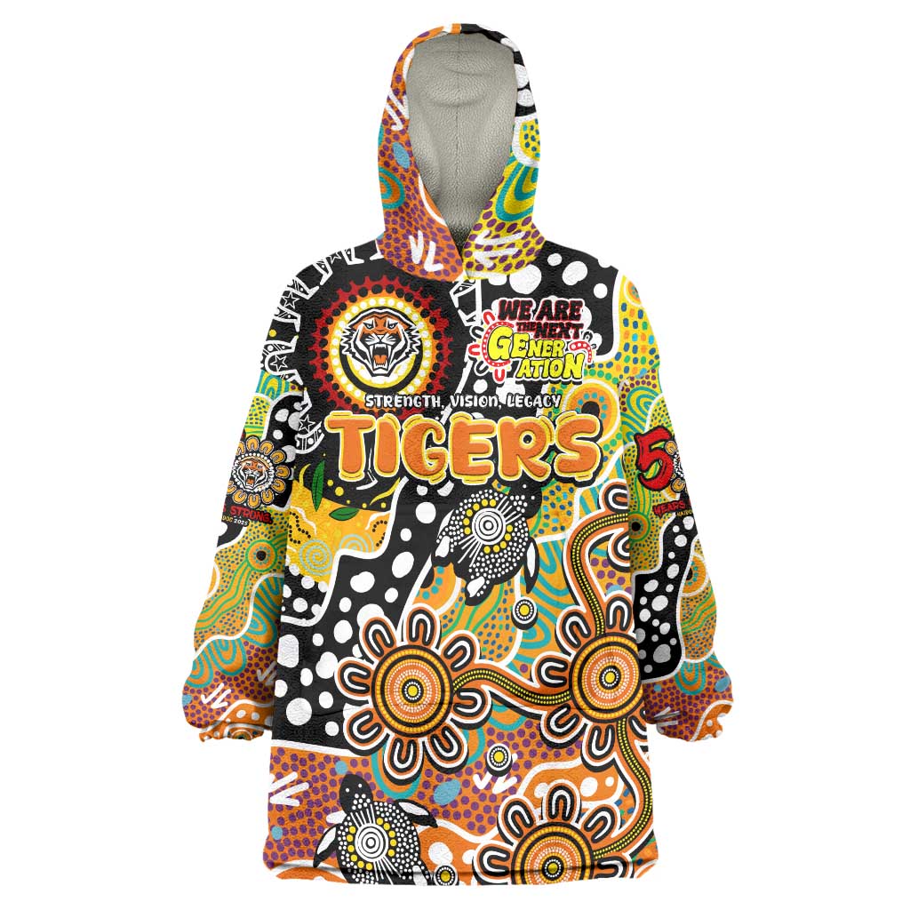 Personalised Tigers NRL Celebrating 50 Years of Naidoc Wearable Blanket Hoodie NAIDOC Week 2025 Aboriginal