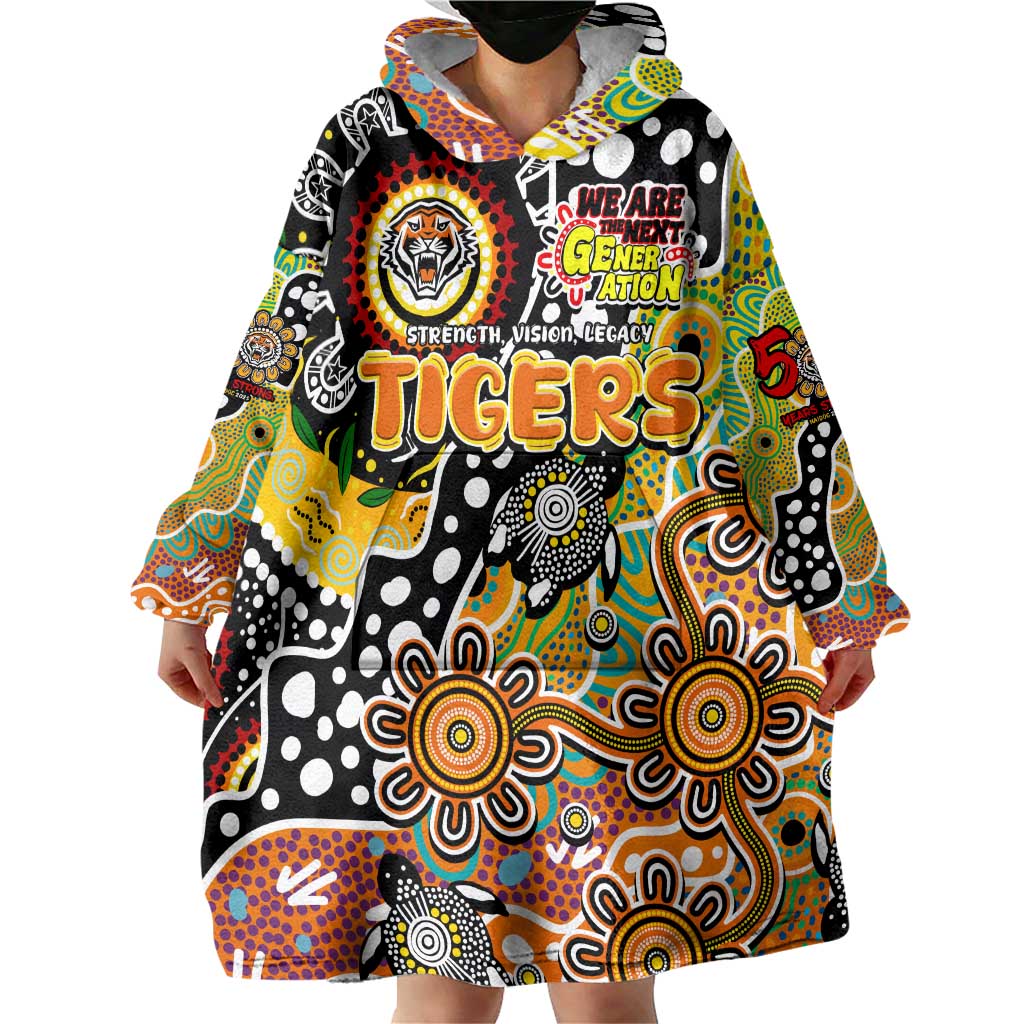 Personalised Tigers NRL Celebrating 50 Years of Naidoc Wearable Blanket Hoodie NAIDOC Week 2025 Aboriginal