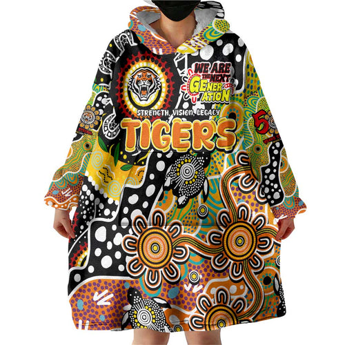 Personalised Tigers NRL Celebrating 50 Years of Naidoc Wearable Blanket Hoodie NAIDOC Week 2025 Aboriginal