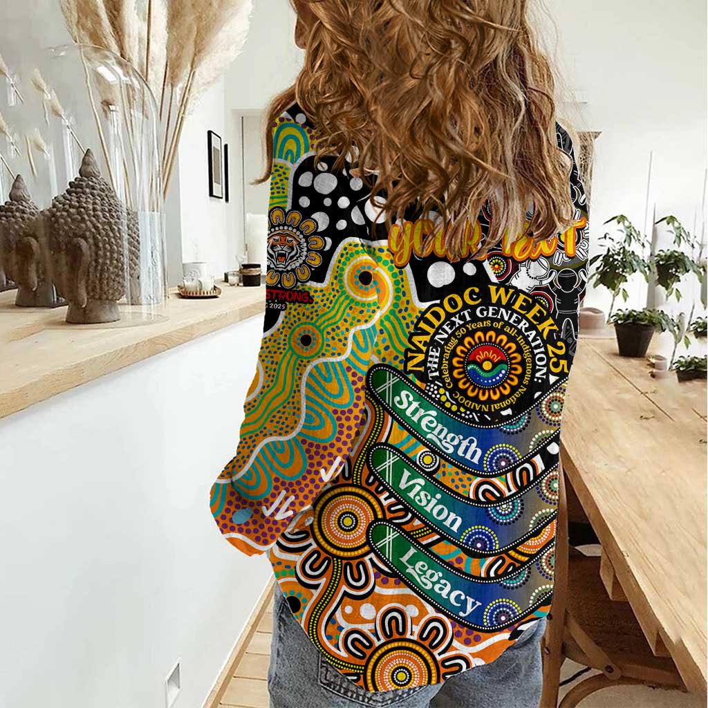 Personalised Tigers NRL Celebrating 50 Years of Naidoc Women Casual Shirt NAIDOC Week 2025 Aboriginal
