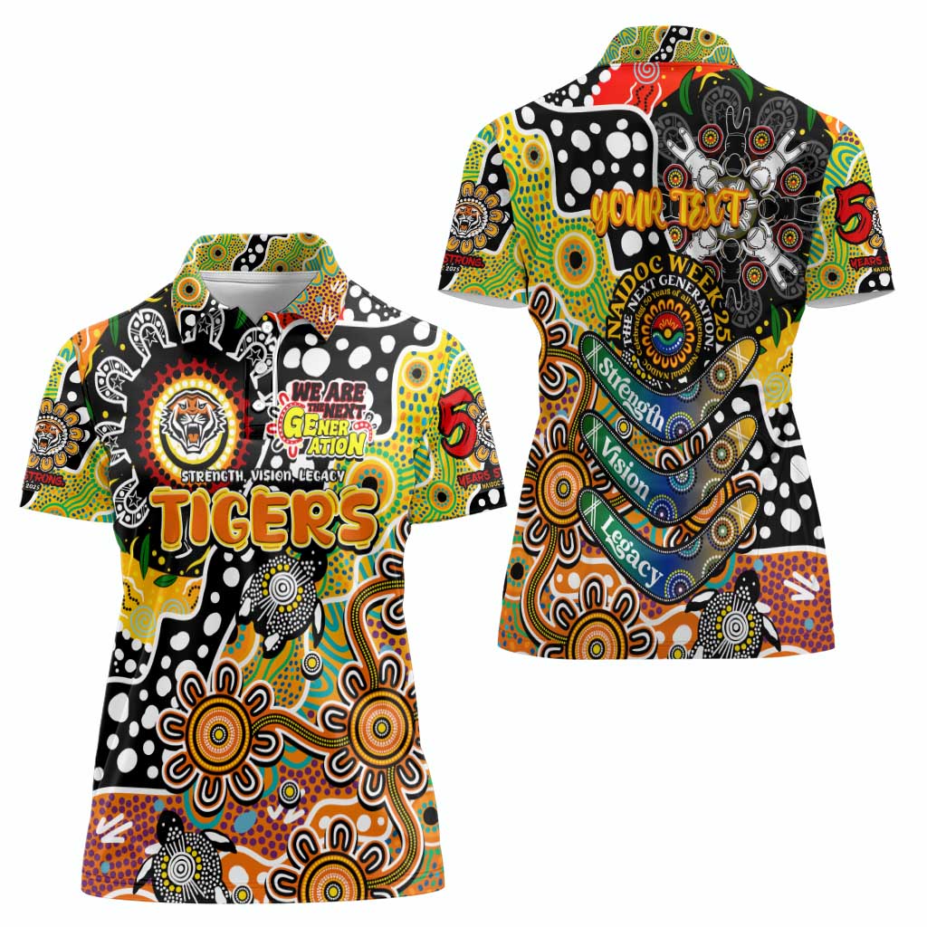 Personalised Tigers NRL Celebrating 50 Years of Naidoc Women Polo Shirt NAIDOC Week 2025 Aboriginal